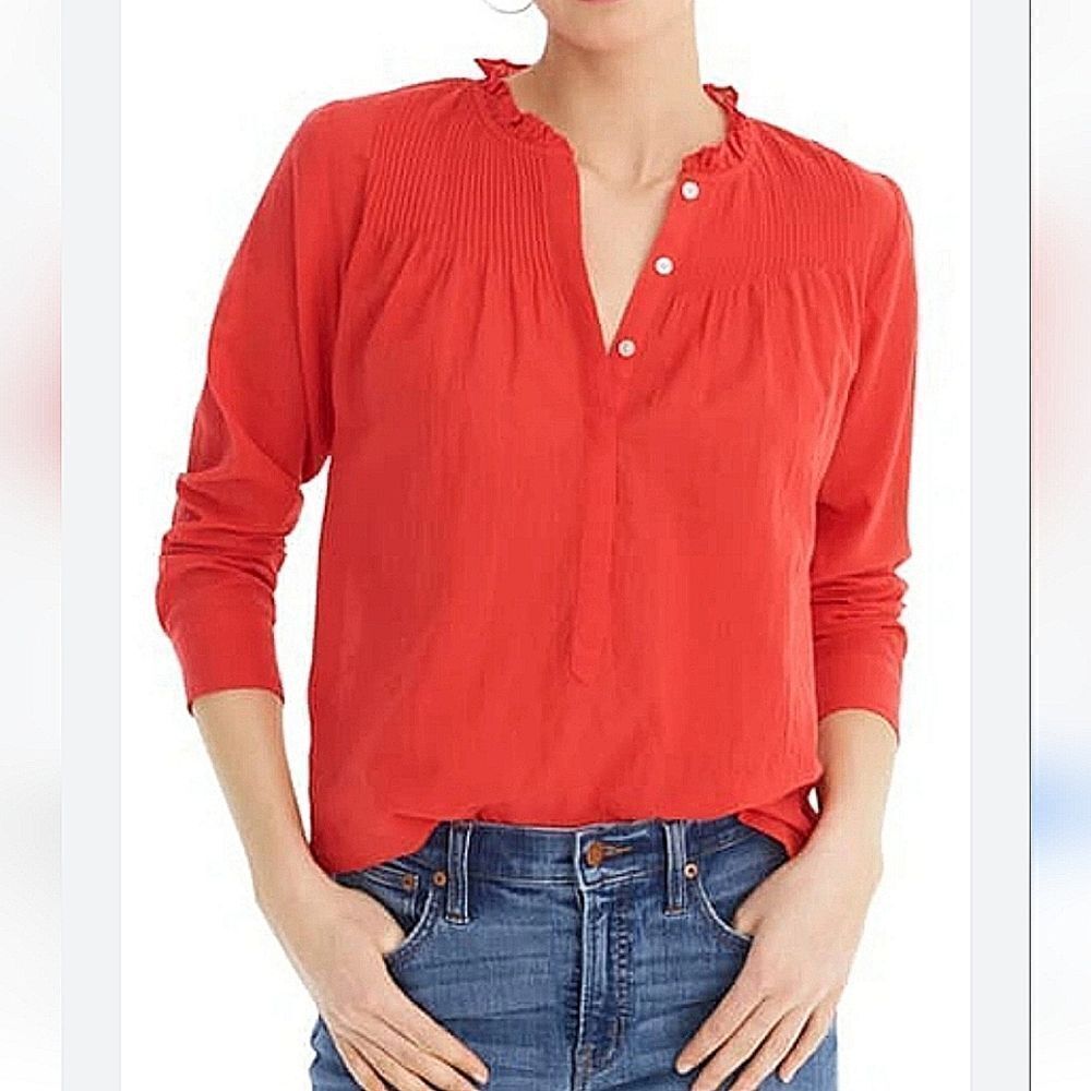 J. crew Classic Solid Popover Shirt In Bright Cerise Sz 00